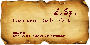Lazarovics Szólát névjegykártya